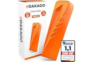 Gakago Spaltkeil für Holz - Kraftvoller Drehspaltkeil mit starker Spaltwirkung - Geschmiedeter Spaltkeil aus Vollstahl in Signalfarbe und großflächiger Schlagfläche zum effizienten Holz spalten