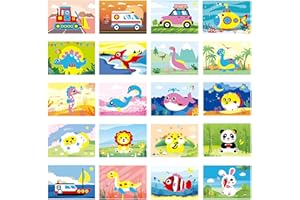 Barlone 20 Stück Moosgummi Mosaik Klebebilder Bastelset für Kinder mit Dinosaurier, Tiere, Ozean & Transport - Selbstklebendes Kreativset als Geschenk oder für Kindergeburtstag