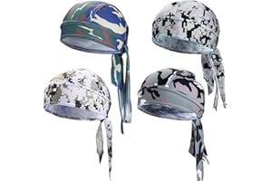 Chuangdi Gorro Que Absorbe el Sudor, Gorro Pirata de Secado rápido para Hombres y Mujeres (Gorras de Camuflaje, Paquete de 4), Gorras de Camuflaje, 4 Packs-a