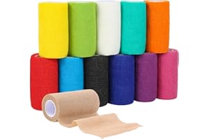 tigratigro 12 Rotoli Benda Elastica Coesiva 10cm x4.5m, Bendaggio Adesiva Coesiva Nastro Bendaggio Sportivo Non Tessuto Autoadesivo Benda Salvapelle Fasciature per Mani, Piedi, Ginocchia