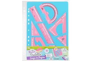STARPLAST REGLAS DE PLÁSTICO QUIJOTE - Reglas Sweet Pastelito, medidas desde 9 hasta 30cm, colores pastel, con estuche de plástico, para uso escolar o universitario - Set 30cm Rosa