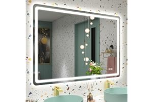 STARLEAD Lustro-LED-łazienka z oświetleniem 100x70cm, lustro LED z 3 kolorami światła, przeciwmgielne, ściemnialne, pamięć, IP44, szkło hartowane, poziome/pionowe