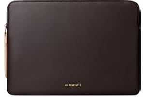 Comfyable Housse pour Ordinateur Portable 13-14 Pouces Compatible avec MacBook Air/Pro 13 2025-2018, MacBook Pro 14 M4 2024-2021, Étui en Cuir PU pour Mac, Chocolat