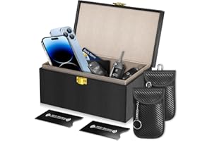 RealPlus | Extra Large | Faraday Box for Car Keys with 2 Pack Faraday Pouch & 2 Pack RFID Blocking Card Holder, Car Key Signal Blocker Box for Car Security Anti-Theft