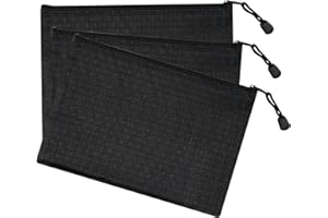 DEVANTIA Oxford Zip Beutel Dokumententasche A4 - Wasserdichte Aufbewahrungsbeutel aus Oxford-Stoff, Feuerfeste Dokumententasche Mit Reißverschluss, Zip Beutel für Quittungen, Karten (Schwarz, 3 Stück)