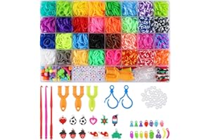 Beihre Elastici per Braccialetti, Oltre 2500 Pezzi Colorati Loom Band Fai da te Bambina Elastici di Gomma Bracciale Lavorare a Maglia Fare Braccialetti Perline Giocattolo Regalo