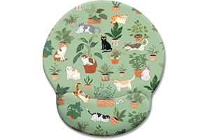 WITBICG Tapis De Souris Ergonomique Repose Poignet Gel, Chat Tapis De Souris Rigolo Voyage, Tapis Souris Antidérapant Et Anti-Douleur en PU, Accessoire De Bureau Mignon (Chat A)