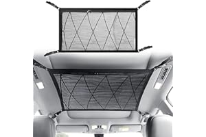 AMNF Filet de rangement pour plafond de voiture, 80 x 54,9 cm, filet de rangement de voiture, double couche réglable, organiseur de rangement pour toit de voiture, camion, SUV, voyage, voyage,