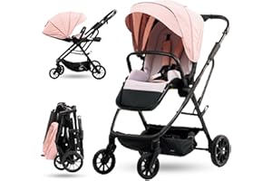 3B PRODUCTS Carrito Bebe 3 en 1, Carro Bebe Plegable, Silla de Paseo Ligera, Cochecito Bebe hasta 22 KG, Carrito Bebe Reclinable, Carro Bebe Premium (Rosa)