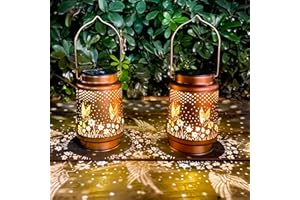 TICKTIME 2 Pack Hummingbird Garden Solar Lantern, Metal Solar Hummingbird Lantern Outdoor Waterproof Hummingbird Decorative Light Garden Decor Perfect Hummingbird Gifts for Women Mom Grandma