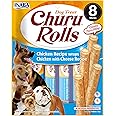 Churu Rolls by INABA Dog Treat - Chicken & Cheese Flavour (8 x 12g) / Crispy Sticks with Creamy Filling Dog Treat, Delicious & Healthy Snack, Hand Feeding, Training, Natural, Grain Free