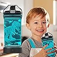 Anywin Dinosaur Gifts for Kids, 3D Glowing Dinosaurs Water Bottle with 7 Colors Changing & 14 OZ Tritan BPA Free Sports Travel Cup Back to School Gifts for Boys Children Birthday