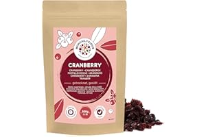 Mirtilli rossi essiccati 500g di Munchilycious, frutta secca, mirtilli rossi secchi, addolciti con succo di mela, guarnizione perfetta per muesli, porridge per la colazione o frullati