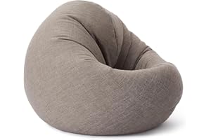 Lumaland Interior Line Poltrona a sacco, pouf 2 in 1, per interni, con imbottitura da 300 l, 120 x 80 x 75 cm, rivestimento effetto lino, grigio chiaro