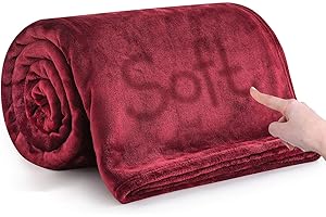 MOONLIGHT20015 Fleece Blanket Throws for Sofas - 400 GSM Burgundy Blankets Sofa Bed Throw Breathable, Cuddly, Fluffy & Warm (Burgundy, Double (150 x 200 CM))