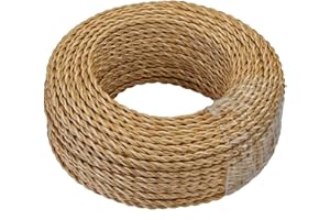 GreenSun Câble Electrique Textile 20M，Câble textile pour lampe Câble d'alimentation Fil de cuivre recouvert de lin 2 noyaux（2x0,75 mm²），Pour DIY Pendentif Lampe，Or clair