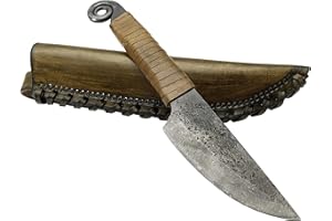 Toferner - Cuchillo forjado a mano - caracol - marrón - Deportes - Hoja endurecida - Funda de piel auténtica hecha a mano