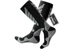 wanchel Merinowoll-Skisocken - 2 Paar knielange Skisocken, winterwarme Snowboard-Thermosocken