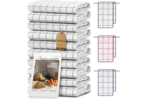 NatureMark Zestaw 10 ręczników kuchennych 50x70 cm – 100% bawełna, chłonne i wytrzymałe – Ręczniki do kuchni domowej i profesjonalnej, w zestawie E-Book, kolor: Szary antracyt