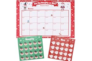 WIDDLE GIFTS Children's Naughty or Nice Reward Chart & 40 Stickers - Christmas Sticker Countdown Sticker Chart Good & Bad Behaviour 1384