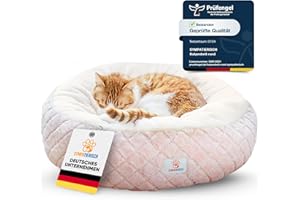 SYMPATIERISCH Katzenbett [beruhigende Wirkung] - Rundes, flauschiges Kissen für deine Samtpfote - Katzenkissen, Katzen-Körbchen, Kuschelbett waschbar, Katzenschlafplatz-Bettchen, Katzenbettchen | 55x55x20 cm