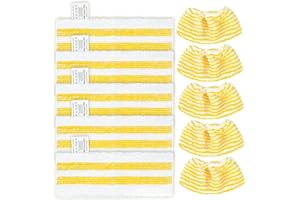 KEEPOW 5 Pack Steam Cleaner Pads with 5 Handheld Nozzle Pads, Compatible with Karcher EasyFix SC2, SC3, SC4, SC5 Steam Cleaner, Versatile Cleaning Solutions, Washable and Reusable, Yellow and White