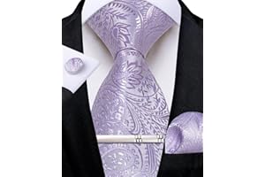 DiBanGu Herren Paisley Krawatte formelle Seiden-Krawatte & Einstecktuch Manschettenknöpfe Krawattenklammer für Hochzeitsfeier Abschlussball