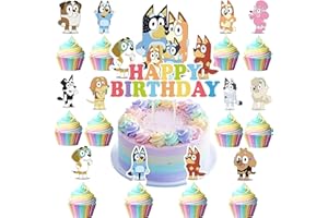 SENIDEA 25 Pcs Blue Dog Cake Toppers for Boys Girls, Blue Dog Cake Decorations Cupcake Toppers, Blue Dog Birthday Party Decorations Supplies