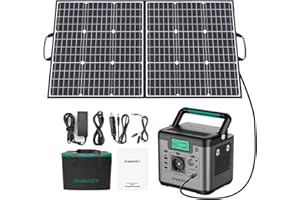 SWAREY Générateur Electrique Portable 518Wh avec Panneau solaire pliable en 2 sections, Batterie Externe 220V Sortir AC/USB/Type-C/QC 3.0