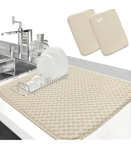 Boho Abtropfmatte Küche - 40x45 Cm, Saugfähig & Rutschfest Mit Blumenmuster