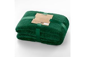 DecoKing Coperta Plaid Pile 150x200 cm per Letto una Piazza e Mezza Calda Accogliente e Spessa in Morbido Velluto Stile Scandinavo Per Letto Divano Sedia Tutte le Stagioni Verde Scuro Henry