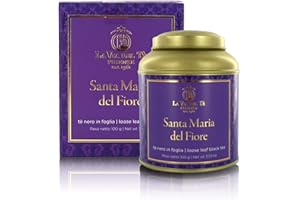 LA VIA DEL TE "Santa Maria del Fiore", Miscela di Tè Nero Cinese e Keniota ai Fiori, Barattolo di Latta, 100g