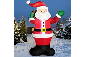 Joiedomi 1.8M/ 6FT Weihnachten aufblasbare Santa mit Geschenk-Sack, Blow Up Xmas aufblasbare Dekorationen mit Build in LEDs für Weihnachtsdekoration, Yard Outdoor Garden Lawn Winter Dekorationen