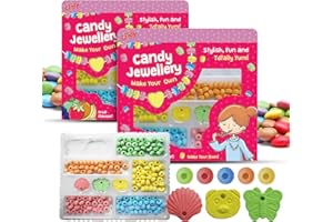 SOL 2pk Candy Jewellery Making Kit for Girls – Create Necklaces & Bracelets with Fun Beads & Pendants – Bracelet Making Kit for Parties & Playdates– Sweet Designs, Delicious Treats, Endless Fun