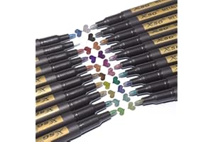 ABEIER set di 20 pennarelli metallici a punta fine metallica, per carta nera, pittura rocciosa, per realizzare biglietti, album fotografici fai da te, scrapbooking, metallo, legno, ceramica, vetro