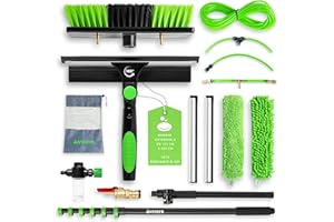 VHAYR Brosse Telescopique Toiture (505 cm) | Nettoyeur Vitre avec Recharges en Microfibre et en Chenille | Raclette en Caoutchouc Nettoyeur Vitre |Raclette Douche 25 cm