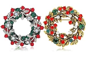 SUNSHINE SMILE 2 Stück Weihnachtsbrosche,Strass Weihnachtsbroschen,Weihnachten Broschen,Strass Anstecknadeln,Weihnachten Broschen Pin,Brosche Weihnachten,für Damen Weihnachten Schmuck Geschenk Deko