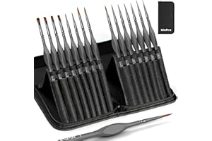 Nicpro 15 Pack Miniature Painting Set, Fine Detail Paint Brushes for Models, Acrylic Watercolour Oil, Ceramic, Shoe, Art Figure Paint by Number - Thin Artist Kit Nylon Holder