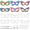 Landifor 24pcs Butterfly Masks Butterfly Colour-In Mask Kids DIY Paper Mask for Children Boys Girls Birthday Carnival Spring Party