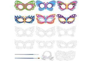 Landifor 24pz Maschere da Colorare Farfalla Maschere da Colorare per Bambini Maschera Farfalla per Bambini Cosplay Bambini Adulti Mascherata-per Feste Regalo Colorare Creativi Travestimenti