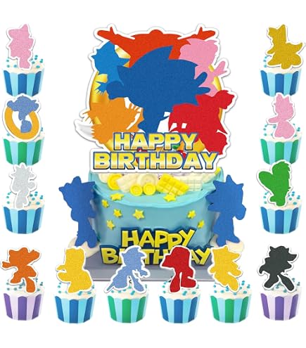 Xingsky Set Di 12 Mini Statuine Sonic, Decorazione Per Torta Di Compleanno Per Bambini E Ragazze, Modello Giocattolo Per Festa Presnatale - 14