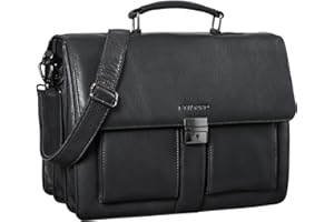 STILORD 'Eros' Maletín de Cuero de 15,6 Pulgadas portátil Bolso de Negocios Bandolera Gran Bolso de Trabajo XL Cuero Vacuno Auténtico