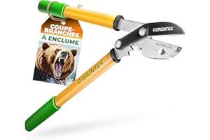 GRÜNTEK Cisaille Coupe Branches Ébrancheur de 47 cm avec Sécateur à crémaillère. Élaguer à Enclume Compact Grizzly en Aluminium