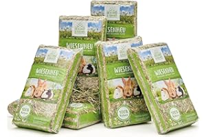 Heuland Wiesenheu 6X 1kg – für Kaninchen, Meerschweinchen & Hasen – naturbelassenes Premium-Heu aus artenreicher Wiese – sonnengetrocknet – hoher Rohfaseranteil – für Verdauung & Zahnabrieb