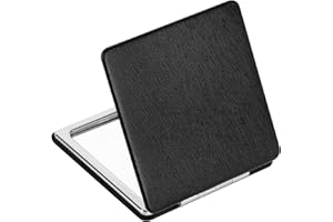 YTZJ Direct Premium Compact Makeup Mirror for Men, Women and Girls, Black Portable Travel Vanity Mirrors for Pocket Wallet Purse Handbag, Foldable 2-Sided Magnifying Cosmetic Mirror