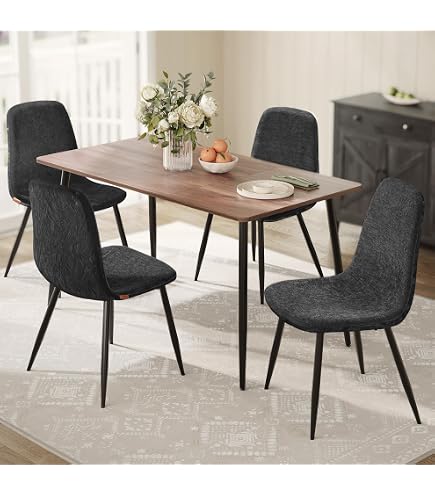 Happy Garden 4er Set Esszimmerstühle Nora | Skandinavischer Stil, Schwarz Mit Kissen | Beine Aus Massivem Buchenholz | Gepolsterte Sitzschale