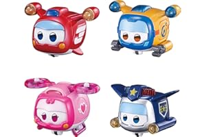 Super Wings Super Pets 4 Pack New Characters from the Orginal Series Freewheeling Light Effects with Dedicated Facial Expressions Toys for 3+ Year Old Boys Girls