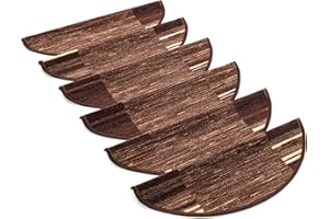 rugsx Tappeto per Scale Adagio tappetini Scala, passatoie per Singoli gradini, autoadesivi, Marrone, 64x22 cm + 3,5cm Profilo, 15 Pezzi