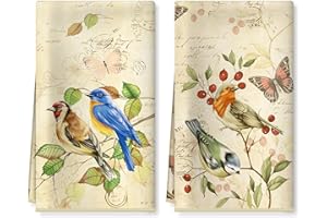 Arquiel Ręcznik kuchenny z mikrofibry Ptasia Gałąź 2 szt., 40 × 60 cm, miękkie chłonne ściereczki do herbaty, gruba ściereczka do naczyń na imprezę, piknik, ślub, dekoracja do jadalni na świeżym