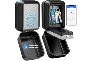 ENONEO Cassetta Sicurezza Chiavi Self Check Cassetta di Sicurezza per Chiavi Esterno Impermiabile Elettronica Cassaforte per Chiavi con Codice, Bluetooth & Multi-Password